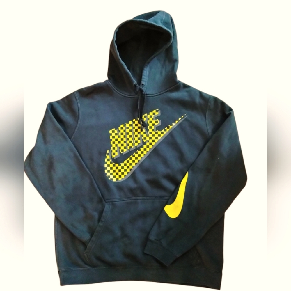 Nike Checked logo Swoosh hooded sweatshirt Large